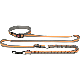 Jogging leash, 1.33-1.8m/20mm graphite/papaya