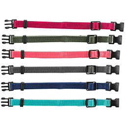 Junior set of puppy collars, S–M: 17–25 cm/10 mm, fuchsia, graphite, indigo, forest, coral, ocean