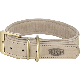 Pure collar, leather, M–L: 39–46 cm/35 mm, light grey