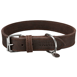 Rustic fatleather collar, L: 48–56 cm/30 mm, dark brown