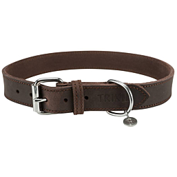 Rustic fatleather collar, L–XL: 57–66 cm/30 mm, dark brown