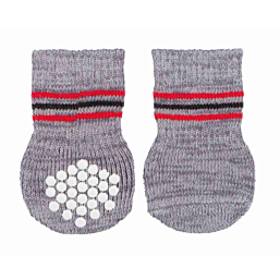 Dog socks, non-slip, S–M, 2 pcs., grey