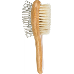 Brush, double-sided, bamboo/natural &wire bristles, 6 × 22 cm