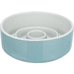 Slow Feeding bowl, ceramic, 0.45 l/ø 14 cm, grey/blue