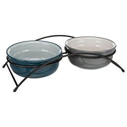Eat on Feet bowl set, 2 × 0.6 l/ø 15 cm, petrol/light petrol/grey/light grey