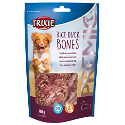Treat for dogs PREMIO Rice Duck Bones, 80 g