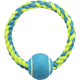 Toy for dogs Rope ring with tennis ball, ø 6 cm/ø 8 cm