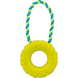 Toy for dogs Tire on a rope, natural rubber, ø 15 × 31 cm