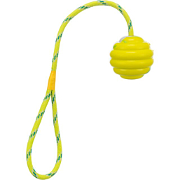 Toy for dogs Wavy ball on a rope, natural rubber, ø 6 × 30 cm