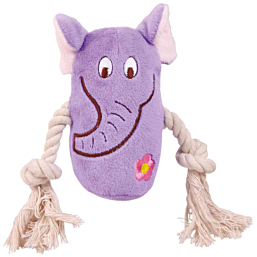 Toy for dogs Animal with rope, plush, 13 cm