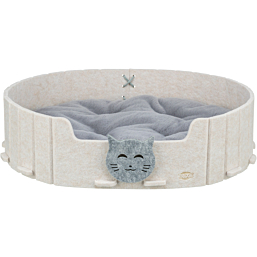 Bed Emelie, felt, oval, 50 × 42 cm, sand/grey