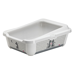 Cat litterbox Hercules Tray+ rim Cats in Love 50cm Grey White