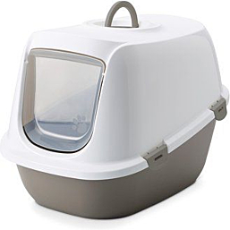 Cat litterbox Leo 64x46x45cm white/grey