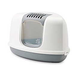 Cat litterbox Nestor Corner 58,5x45,5x40cm white/grey