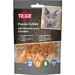 Лакомство для кошек PREMIO Кубики с куриной грудкой и креветками, 50 г