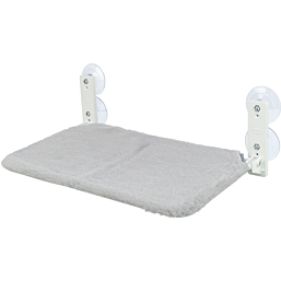 Window Perch, plush/mesh fabric, foldable, 58X34 cm, white/grey