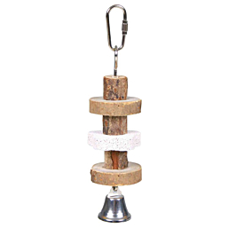 Toy for parrots Gnawing wood with lava stone, 16 cm