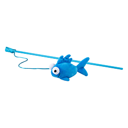 Toy for cats Rogz Teaser Plush Fish Wand, Small, Blue