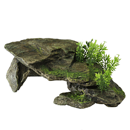 Aquarium decoration Stone with Plants 28,5x16,5x10,5cm grey