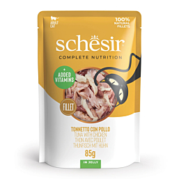 Schesir Complete Nutrition тунец с курицей  в желе 85г влажный корм для котов