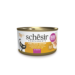 Schesir Complements тунец с курицей в бульоне 70г  влажный корм для котов