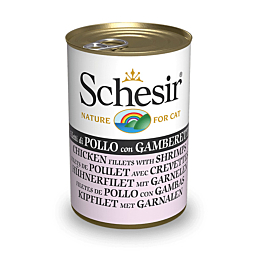 Schesir куриное филе + креветки в желе 140г влажный корм для котов
