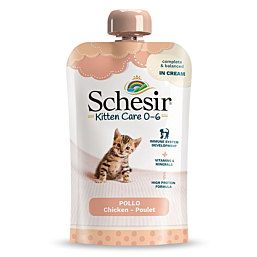 Schesir Kitten Care 0-6 курица влажный корм для котят крем 150г