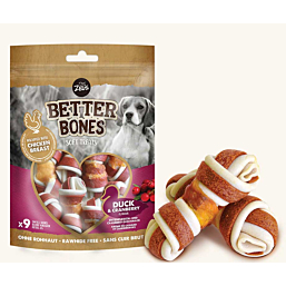 Zeus soft treats Duck & Cranberry flavor .wrapped Chicken bones 9pcs