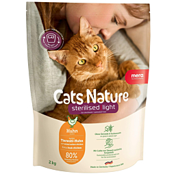 Mera Cats Nature Sterilised / Light kuivtoit kassidele kanaga 2kg