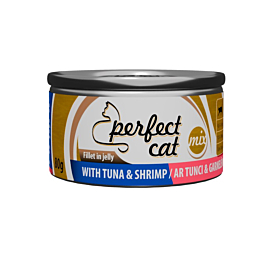 Полноценный (влажный) корм Perfect Cat с тунцом и креветками в желе 80 г
