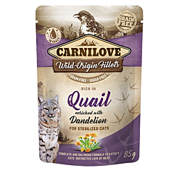 Carnilove Cat Pouch Quail with Dandelion einekotike steriliseeritud kassidele 85g