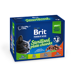 Brit Premium Sterilised Family multipakk märgtoit kassidele 12x100g