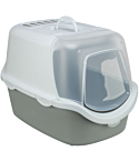 Vico Open Top cat litter tray, with hood, 40 × 40 × 56 cm, light grey white