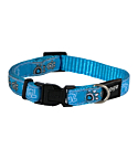 Rogz Fancy Dress Small 11mm Jellybean Dog Collar, Turquoise Paw Design