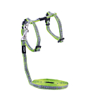 Kassi traksid+jalutusrihm Rogz NightCat XS Lime Swallows