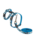 Kassi traksid+jalutusrihm Rogz Reflectocat sinine Fish 1,8m/24-40cm