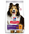 Hills koera täissööt sensit.stomach/skin kesk.tõug kana 14kg
