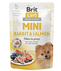 Brit Care Mini pouch Rabbit & Salmon fillets in gravy einekotike koertele 85g