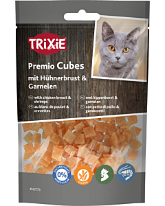 Maius kassidele PREMIO kuubikud kanarinna ja krevettidega, 50 g