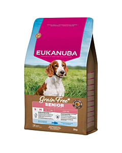 EUKANUBA Senior teraviljavaba ookeanikalaga väikest ja keskmist tõugu eakatele koertele 3 kg