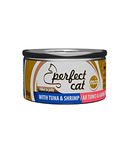 Täissööt (konserv) Perfect Cat tuunikala ja krevettidega tarretises 80g