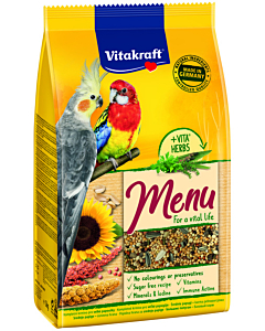 Vitakraft kesk.suurusega papagoide täissööt premium menu 1kg