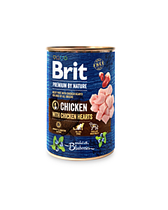Brit Premium by Nature konserv Chicken with Hearts koertele 400g
