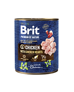 Brit Premium by Nature konserv Chicken with Hearts koertele 800g